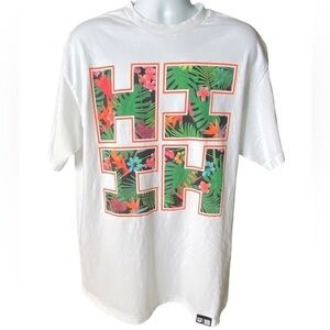 HAWAII’S FINEST Floral Hawaiian Logo Tee Shirt Men XL